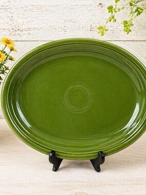 Fiesta Vintage Green Oval Ceramic Serving Platter